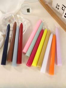 4pcs/Set 12-Inch European Style Electroplated Tapered Candles, Colorful Wedding Candles, Tapered Candles, Long Stem Candles, Suitable For Restaurants, Hotels, Living Rooms, Bedrooms. Romantic Dinner Set And Wedding Decor, Party And Home Decor Candles, Smokeless And Odorless Candle Holders For Home Use, Restaurant Decor, Gifts, Home Decor, Suitable For Graduation Parties, Wedding Season, Birthday Parties And Other Occasions. - Multicolor - View 7