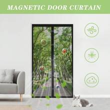 1 pièce Porte moustiquaire magnétique avec fonction de fermeture automatique - Installation facile sans perçage, design rayé élégant, convient pour les portes extérieures et de balcon, comprend plusieurs composants, lavable en machine