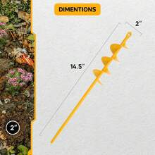 Garden Auger Drill Bit For Planting - 2"(D) X14.5(L) - Post Hole Digger Drill Auger For Gardening Bulbs, Flowers, And Bedding Plant - Made To Fit In Any 3/8 Hex Drill (Yellow) - Black - View 2
