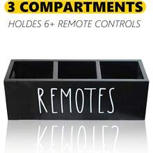New- Remote Control Holder, Farmhouse Remote Storage Box, Bedside TV Controller Caddy, Rustic Wood Media Anizer Tray For Home Bedroom Table (Black) - Jet Black - View 6