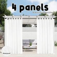 4 Panels Outdoor Curtains For Patio, Premium Privacy Weatherproof And Light Filtering Breathable Tape Top Outside Curtains For Porch, Pergola, Cabana - White - View 9