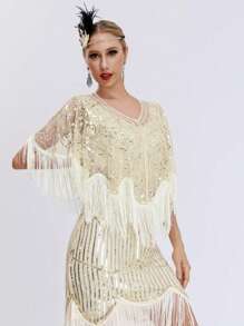 أثواب مع غطاء مترفّج مرصع بالترتر والخرز على النمط الرجعي لعام 1920، سترة قصيرة متنوعة الاستخدامات، أوروبا وأمريكا وعبر الحدود