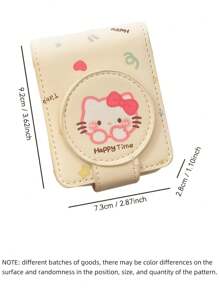 Sanrio 1pc Sanrio For Hello Cute Kitty Lipstick Storage Bag With Mirror - Kawaii Travel Organizer & Friendship Gift For College Women (Graduation Season), Foldable Design With Whimsical Print
