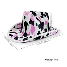 Women Men Summer Sun Hat Breathable Foldable Sun Protection Cow Print Cowgirl Hat Holiday Beach Cap - Black - View 7