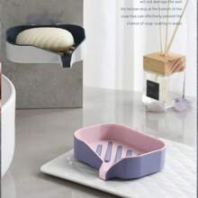 2pcs/1pc Wall-Mounted Soap Bar. Household Bathroom Storage Rack With Drainage. Household Soap Bar, No Need To Drill Holes, With A Drain Rack. High-End New Soap Stand In The Bathroom. Double-Layer Storage Rack In The Bathroom. Back To School