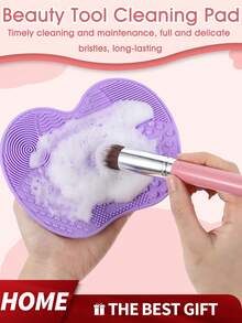 1pc Silicone, Makeup Brush Cleaning Pad, Makeup Brush Cleaning Pad, Silicone Apple Scrub Pad With Suction ,Beauty Tool Scrub Pad, Makeup Brush Cleaning Pad, Beauty Brush, Makeup Brush,