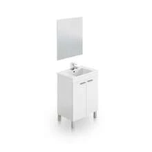Duehome Armário de banheiro Liz 60 com espelho - Branco brilhante - Ver 1
