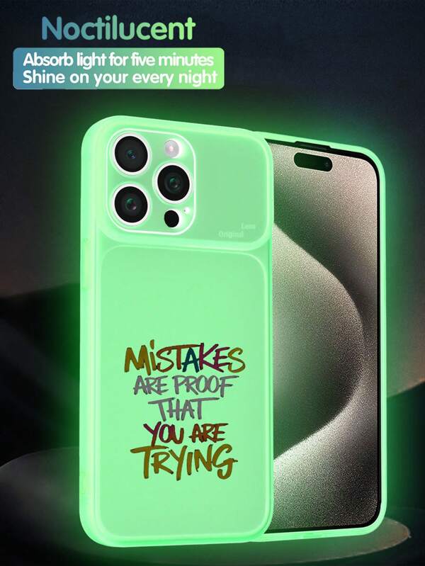 1pc Matte White Transparent TPU Letter Pattern Glow-In-The-Dark Shock-Proof Phone Case, Compatible With IPhone, Android, OPPO, 15 Pro Max, 16 Pro Max, A52 4G, A31 4G, A23, Redmi Note 11 Pro 4G, Redmi Note 12 4G, OPPO A54, A14, A54