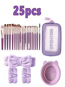 41pcs Professional Makeup Tool Set, Large Capacity Makeup Bag Set, Including: 1 Makeup Bag, 20 Makeup Brushes, 1 Headband, 2 Wristbands, 4 Water Drop Makeup Sponges, 4 Triangle Powder Puffs, 4 Mini Water Drop Makeup Sponges, 4 Mini Finger Makeup Puffs, 1 Cleaning Tool, Suitable For Liquid Makeup, Powder And Concealer, Travel Makeup Brush Set Suitable For Women And Girls. Bags, Makeup Bag, Toiletry Bag, Desk Organiser, Cosmetic Bag, Makeup Bag, Makeup Pouch, Bag, Vanity, Makeup Bags, Small Makeup Bag, Makeup Pouch, Gifts Christmas Gifts, Gift Ideas For Women - Multicolor - View 12