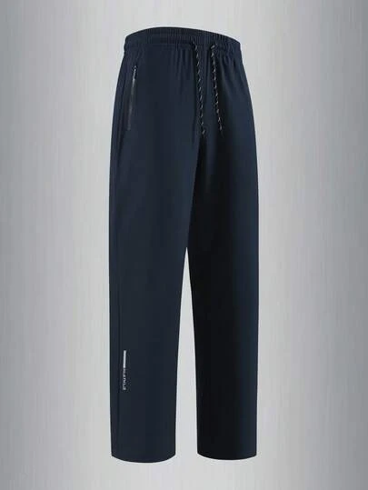 Men's Outdoor Sports Pants With Zipper Pockets And Drawstring Waist, Fashionable And Versatile For Cycling, Hiking, Boyfriend Style, Spring/Summer