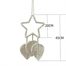 1 件波西米亚手工编织流苏叶挂毯，星星编织挂饰，北欧风格客厅壁挂，出租屋