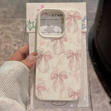 1pc TPU Material Elegant Bowknot Floral Pattern Phone Case Compatible With Apple/ Phones - White - View 2