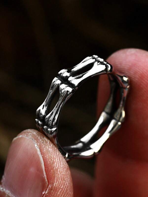 Anillo estilo gótico vintage envejecido con diseño de esqueleto, anillo minimalista unisex