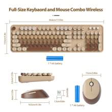 Wireless Keyboard And Mouse Set, Cute Keyboard And Mouse Combo, Full Size Typewriter Keyboard With Number Pad, Colorful Keyboard With Round Keycaps For Windows PC Laptop