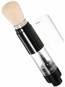 1 pezzo Nuovo set di pennelli trucco portatile, include pennello per blush, contornare, cipria ricaricabile con dispenser a pulsante, pennelli trucco da viaggio, pennello per illuminante, pennello per cipria in polvere, pennello per blush