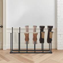 AutoFu Iron Welly Boot Rack Stand 6 Pairs Shoe Holder Organizer Wellies, Free Standing Shoe Racks - Black Metal Boot Rack, Boot Dryer, Shoe Organizer For Dorm Room, Entryway - Black - View 8