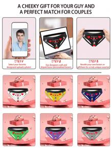 Ropa interior personalizada exclusiva con nombre y foto de mujer, fotos HD personalizadas de amor de novio, regalo del Día de San Valentín para la novia, regalo de aniversario, regalo del Día de San Valentín, regalo de pareja, regalo de cumpleaños, regalo de boda, regalo exclusivo de aniversario, 1 pieza