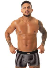 Kit com 5 Cuecas Box Boxer Adulto Masculina Confortável Não Enrola nas Pernas Básico Listrada Cintura Média. - Multicolorido - Visão 5