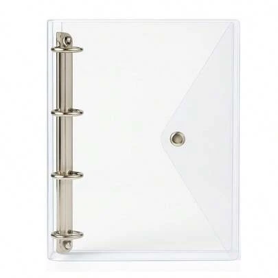 Caderno Fichário Pasta Organizadora 4 Argolas Transparente Fechamento com Botão
