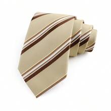 ZONFAZ Men's Striped Tie 7.5cm Tie Green Orange Stripes Ties Business Meeting Suit Wedding Party Office Tie Men's Gift Accessories - Multicolor - View 13