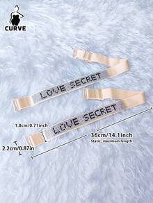 Plus Size LOVE Rhinestone Dekorowane Odpinane Ramiączka Bielizna Biustonosz Akcesorium, Seksowne i Efektowne