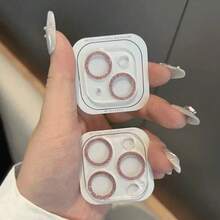 (彩色 + 粉色) 2 件/套相机镜头保护膜适用于 16/11/12/13/14 Pro Max/12/13 Mini，玻璃镜头盖适用于 15/16 Pro Max/14/15 Plus 防水钢化玻璃防震防摔防刮防指纹全覆盖