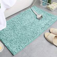 1pc Simple Solid Color Soft Chenille Non-Slip Bathroom Mat, Suitable For Bathroom, Toilet, Bedroom, Kitchen & Other Home Decoration