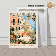 1 Stück - 3 Stücke/Set Leinwandkunst Italienische Stadt Amalfi Küste, Reiselandschaft Poster Wandbild Kunstdruck für Wohnzimmer Schlafzimmer Heim Dekoration