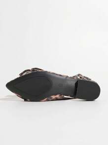 Dames sandalen met luipaardprint en gesloten neus, schattig strikdetail, dikke hak, comfortabele band aan de achterkant, veelzijdig voor werk, casual, feest, hoge hakschoenen zomer