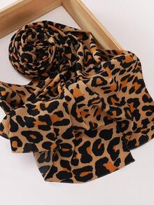 1pc Women Leopard Print Silk Scarf Hijabs Winter Fall - Multicolor - View 7
