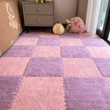 10pcs/20pcs Soft Plush Interlocking Floor Mats, 0.6cm Thickness, Plush EVA Foam, Thick Sound Insulation & Cuttable, Suitable For Game Room, Teenager Room, Hand Wash Only