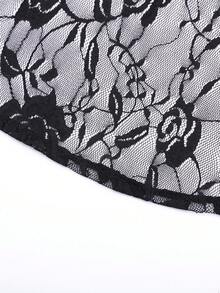 弹力网眼短款上衣，性感时尚女士罩衫，超短款修身罩衫 - 黑色 - 查看 6