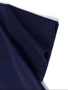 200g Pure Cotton T-Shirt 2025 Summer Ladies New Short Sleeve Pure Cotton Holiday Pattern Short Sleeve Round Neck Couple Wear Small Shirt Tops - 深藍 - 查看 4