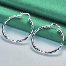 Wykwintne 1 para 925 srebrnych błyszczących kółek kolczyków dla kobiet moda urok biżuteria impreza boho prezent para