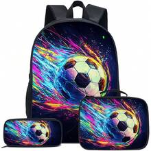 3-częściowy zestaw plecaków w kolorze czarnym/neonowym/kolorowym z pudełkiem na lunch, piórnikiem i torbą do przechowywania - wytrzymały poliester, lekki, modne mieszane kolory