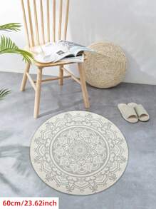 1pc Round Area Rug Bohemian Mandala Pattern Area Mat - Ultra Soft, Comfortable For Bedroom, Living Room, Study, Entryway, Children's Game Room, Office, Dining Room, Room Decor, Nursery As Floor Mat, Cashmere-Like Circle Bedroom Rug, Washable & Non-Slip, Carpet For Living Room - Indoor All-Season Home Decor, Living Room Rug, Rugs For Bed Room, House Decor | Bedroom Decor