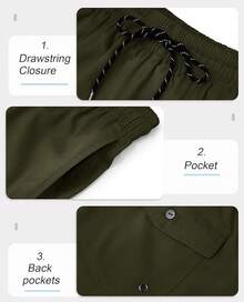 Mens Swim Trunks With Compression Lined Short Bathing Suits For Men 5 Inch Inseam Liner Men's Swimming Trunk - Army Green - View 4