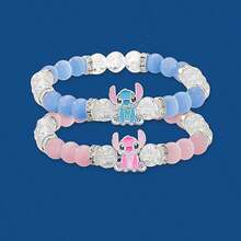 1 pezzo Braccialetto con ciondolo di Stitch Disney, accessorio da festa, braccialetto di cartone animato, braccialetto intrecciato carino fai-da-te, bracciale da donna, regalo per compleanno/San Valentino/Natale