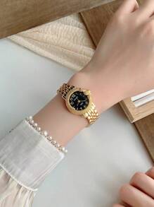 1pc Creative Watch Gold /Silver And Fashionable Quartz Watch, Suitable For Birthday Gift, Anniversary Gift, Daily Matching