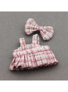 For Labubu Plush Doll [This Only Includes The Outfit]: 17cm Printed Overall Dress, Butterfly Decor Replacement Outfit For 10cm Plush Doll
