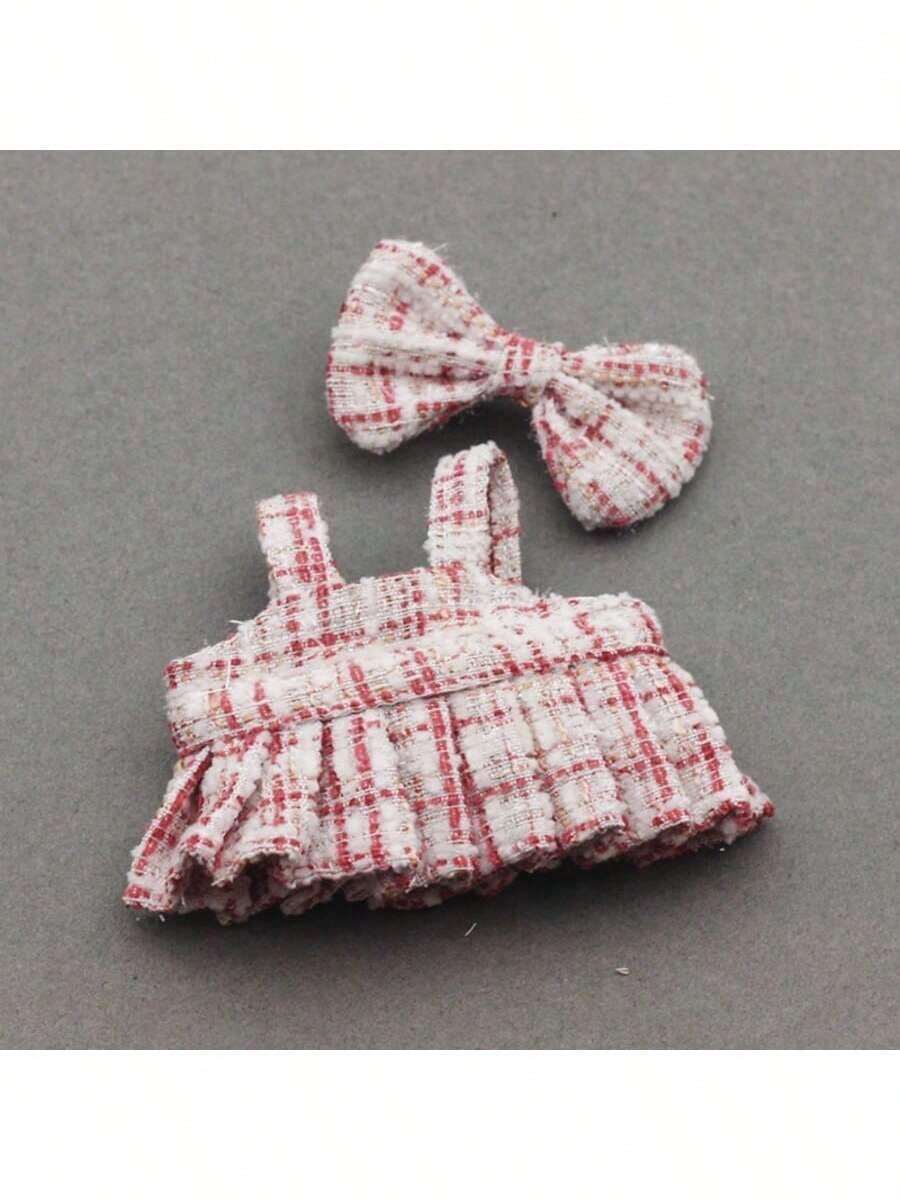 For Labubu Plush Doll [This Only Includes The Outfit]: 17cm Printed Overall Dress, Butterfly Decor Replacement Outfit For 10cm Plush Doll
