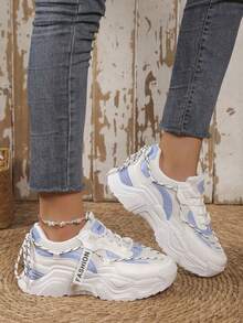 Women Wedge Sneakers - Blue - View 4