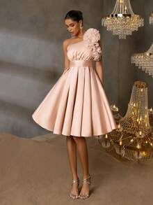Faeriesty Elegantes Satin A-Linien Kleid mit Off-Shoulder Ausschnitt und Rüschendetails - Abendkleid für Hochzeiten, Galas, rote Teppich Events und schwarze Binden-Partys - Champagnerfarben - Übersicht 9