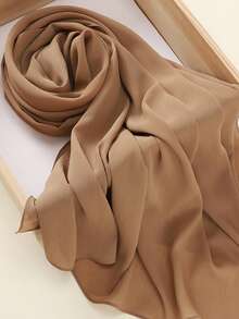 1pc Women's Plain Crinkled Chiffon Hijab Scarf - Mint Green - View 18