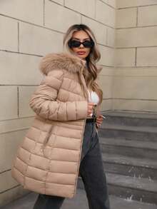 Giolshon 女士轻薄羽绒服 - 带帽，多口袋，适合秋冬季叠穿及休闲户外穿着 - 杏色 - 查看 8