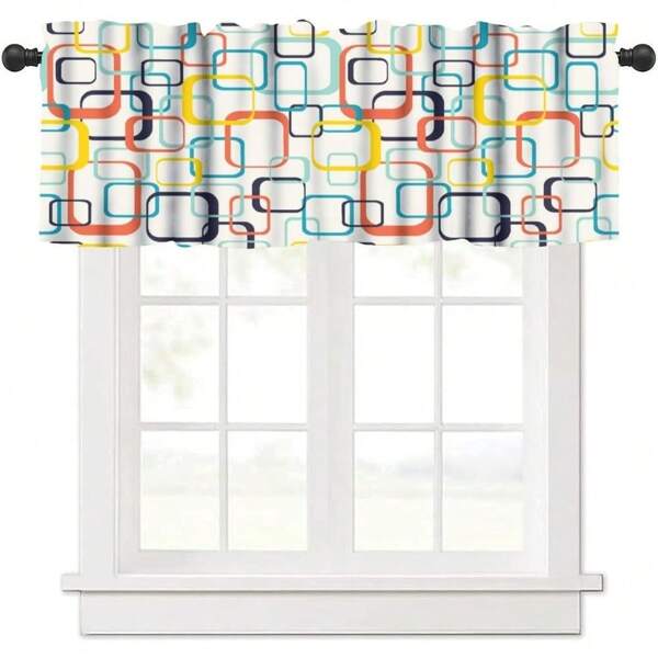 1 Panel, 60" W X 18" L Curtain Valance Mid Century Kitchen Valance Curtains,Abstract Geometric Aesthetic Mid Century Retro Modern Print Small Window Treatments For Kitchen Living Room Decor Rod Pocket Valances 60x18 Inch,1 Panel Style-6