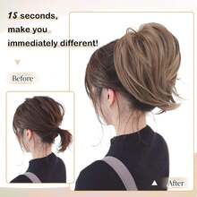 Extensiones de cabello BARSDAR, extensión de coleta, postizo sintético lacio, accesorios de cabello de coleta corta, simple scrunchie para mujeres, 4    Marrón oscuro - 27T613# Rubio ceniza claro mezclado con rubio decolorado - Ver 2