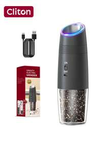CLITON 1/2pcs Smart Gravity Sensing Electric Pepper Grinder - USB-C Rechargeable (300mAh Battery), With 135mL LED Illuminated Container, Lock Switch And Adjustable Coarseness Knob - Premium Kitchen Gift