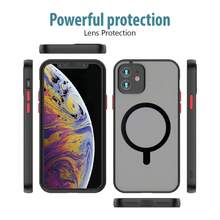 1pc Black Magnetic Wireless Charging Shockproof Protective Case With Full Camera Protection, Translucent Matte Finish, [Silky Touch] [Matte PC Back] TPU Bumper Shockproof Slim Thin Compatible With IPhone And Compatible With Samsung Galaxy Waterproof Anti-Fall Scratch Resistant - Black - View 5