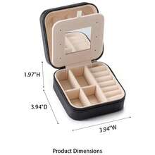 New- All Travel Jewelry Case, To Go Portable Jewelry Box, Travel Jewelry ,Portable Jewellery Storage Holder For Rings Earrings Necklace, Gifts For Girls Women  Mirror -Black - Black - View 6